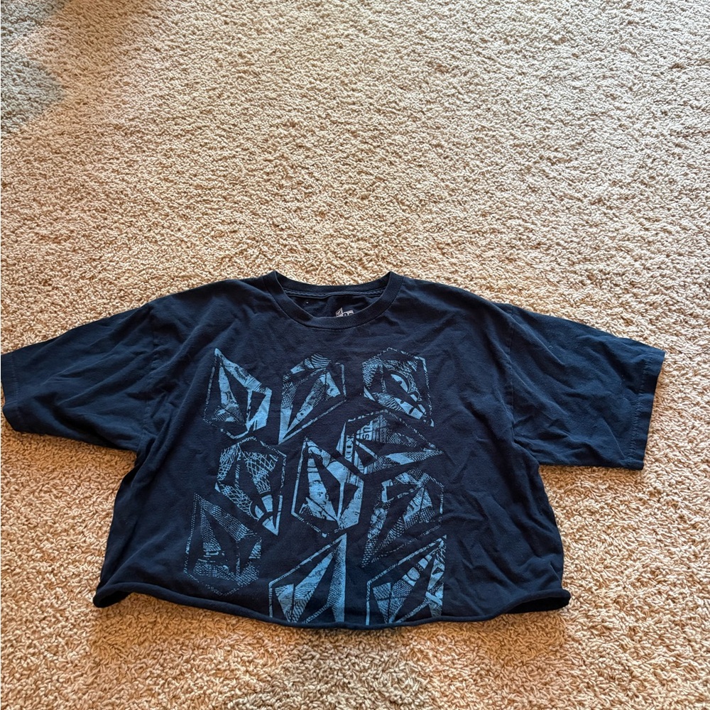 Volcom Cropped Navy Cotton T-Shirt